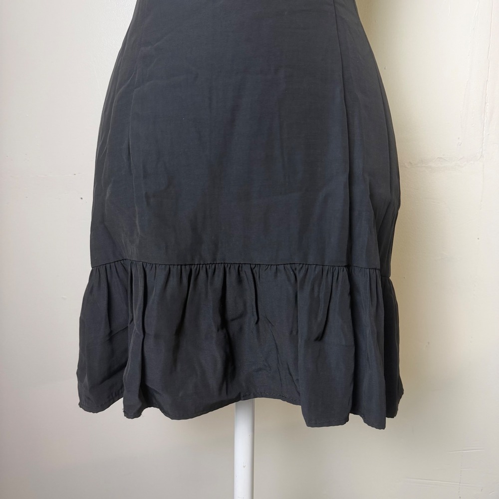 Brooks Atelier New York Y2K Black Ruffle Hem Micro Mini Dress Sleeveless Size 5 - Picture 3 of 8